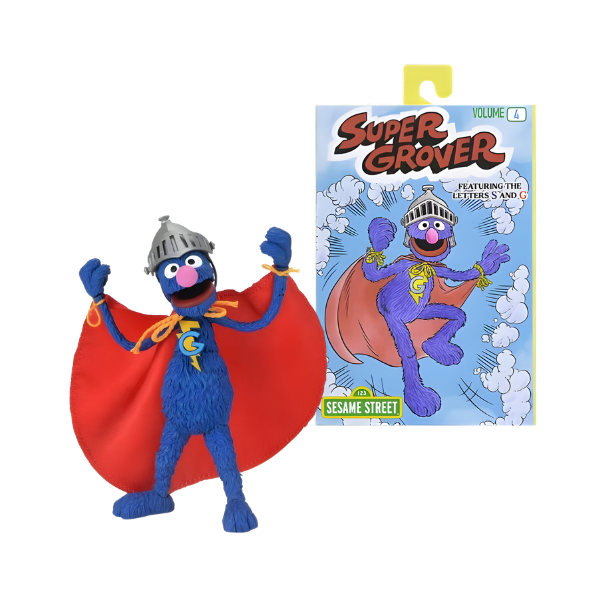 NECA Sesame Street Super Grover Volume 4 Ultimate Action Figure Featuring the Letters S and G