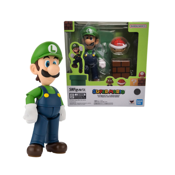 Bandai S.H.Figuarts Luigi Super Mario Action Figure – Tamashii Nations Nintendo Collectible