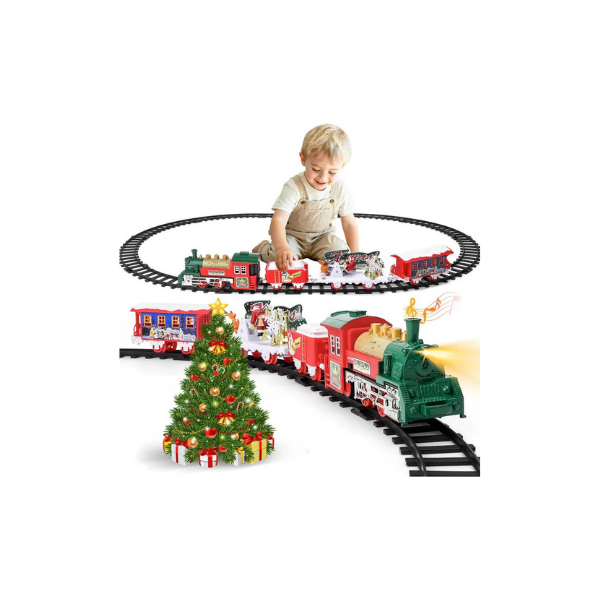 deAO Christmas Train Set with Lights & Sounds 4 Cars 12 Tracks Toy Gift