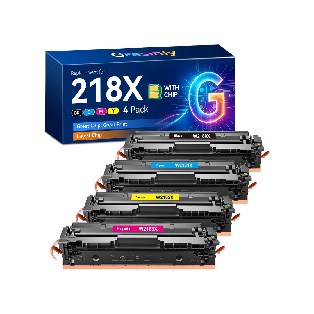 GRESINLY 218X Compatible Toner Cartridge 4-Pack for HP Color LaserJet Pro
