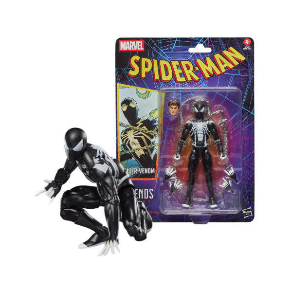 Marvel Legends Spider-Man Retro Card Spider-Venom Action Figure Hasbro