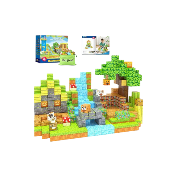 Conjunto de blocos magnéticos de 1" - Brinquedo sensorial STEM para crianças | 90 peças