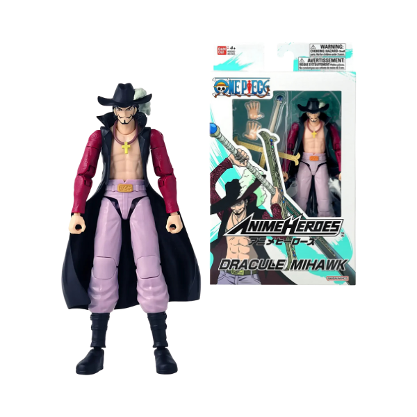 Anime Heroes One Piece Dracule Mihawk Figure – 6.5-Inch Bandai Collectible