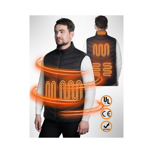 SOLJIKYE Men's Heated Vest – 6 Zones, Adjustable Heat for Outdoor Use