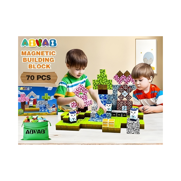 Conjunto de blocos magnéticos para construção - Brinquedos sensoriais STEM para crianças | 70 peças