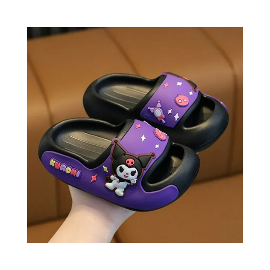 Kuromi Galaxy Slides – Black & Purple Sanrio Shoes for Girls (US 7.5–8.5)