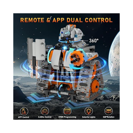 Kit de construção STEM 5 em 1 com controle remoto | Robôs, tanques e carros para crianças