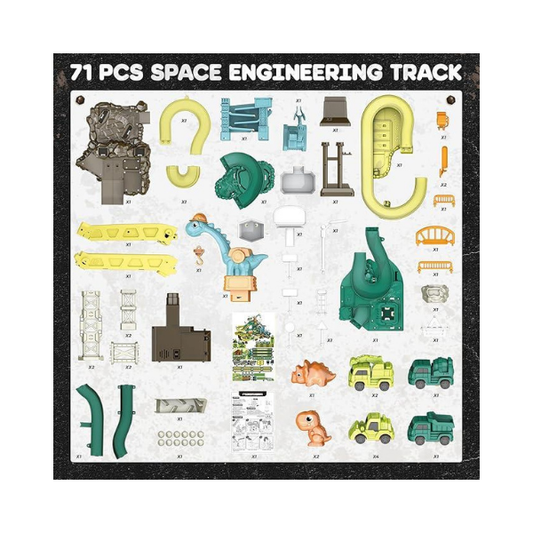 SMILESSKIDDO 73 PCS Dinosaur Car Tracks, Music & Lights, Construction Toys