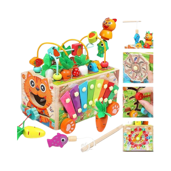Caminhão de brinquedo de madeira Montessori para crianças pequenas | Presente educativo e empilhável