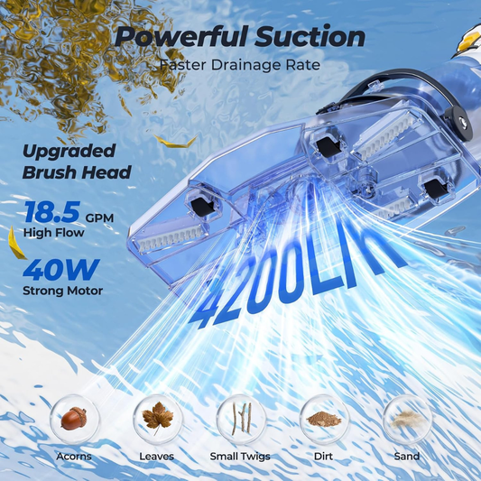 JESIMAIK 18.5 GPM Cordless Pool Vacuum with Telescopic Pole and Dual Head