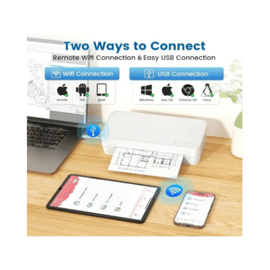 Ponek WiFi Thermal Printer S821 Inkless Portable Printer for Home & Office