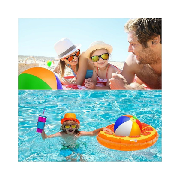 Oleitodh 60Pc Party Set – 30 Neon Sunglasses & 30 Inflatable Beach Balls