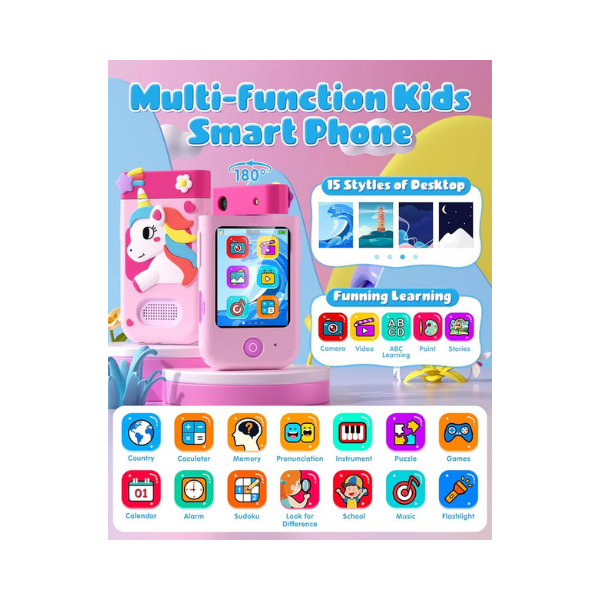 Kids Smart Phone Toy with Touchscreen & Camera, Pink – DARME