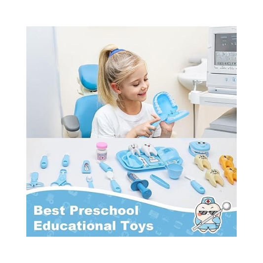 30-Piece Dentist Play Set for Kids 3+, Pretend Play Dental Kit with Tools