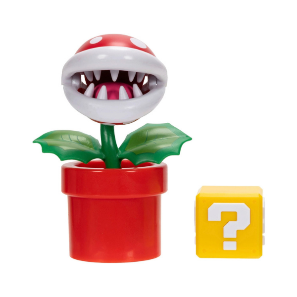 Nintendo Super Mario Piranha Plant 4" Figure with Question Block