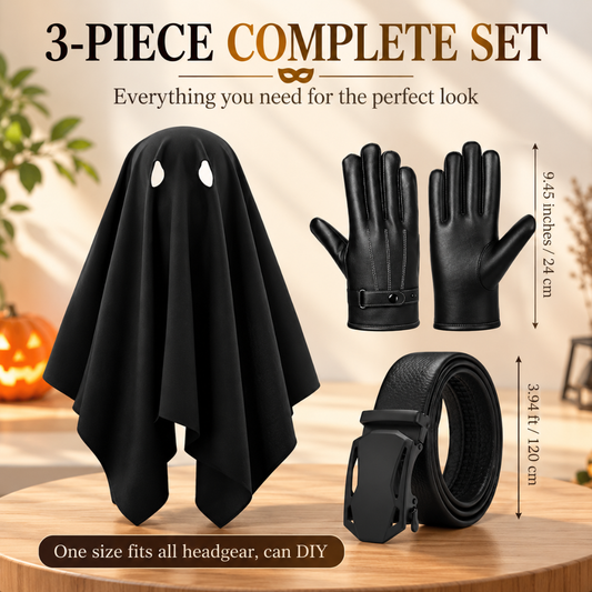 Skicuff 3-Piece Halloween Ogre Costume Set with Face Hood Gloves Belt