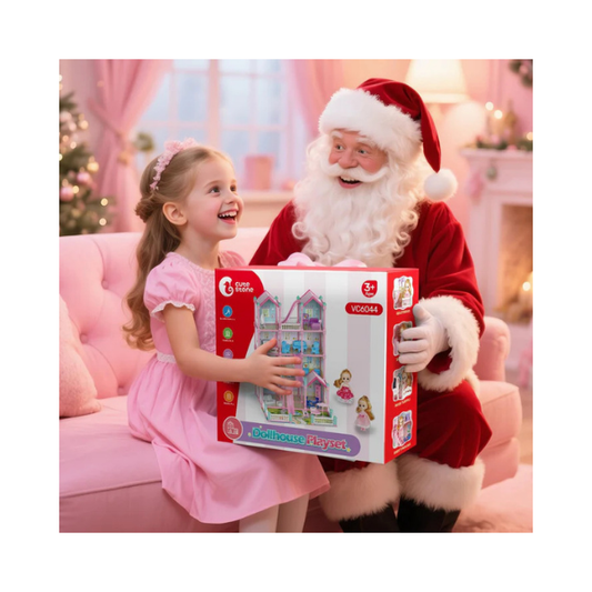 CUTE STONE 4-Story Dollhouse with 15 Rooms & Furniture Set for Girls