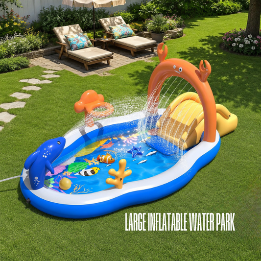 2026 Large Inflatable Play Center – Toddler Pool with Water Slide & Sprinkler