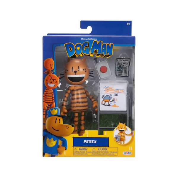 Boneco de ação Petey Dog Man de 5 polegadas – 3 acessórios – Brinquedo de personagem de filme