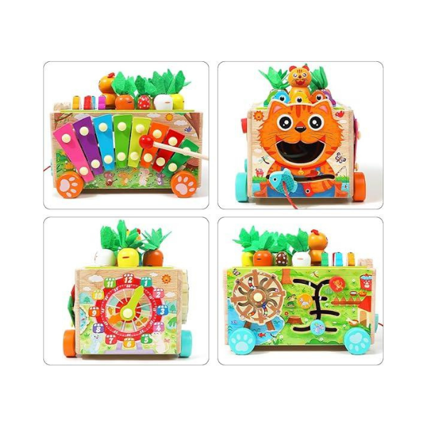 Caminhão de brinquedo de madeira Montessori para crianças pequenas | Presente educativo e empilhável