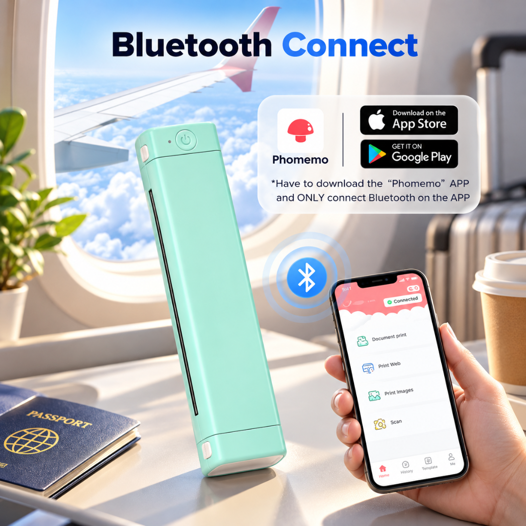 Impressora térmica portátil Bluetooth Phomemo M08F – Impressora de viagem sem fio