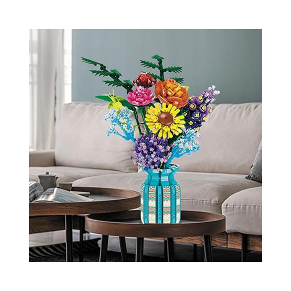 Conjunto de blocos de construção de buquê de flores FAFAFA Toys – Coleção botânica faça você mesmo