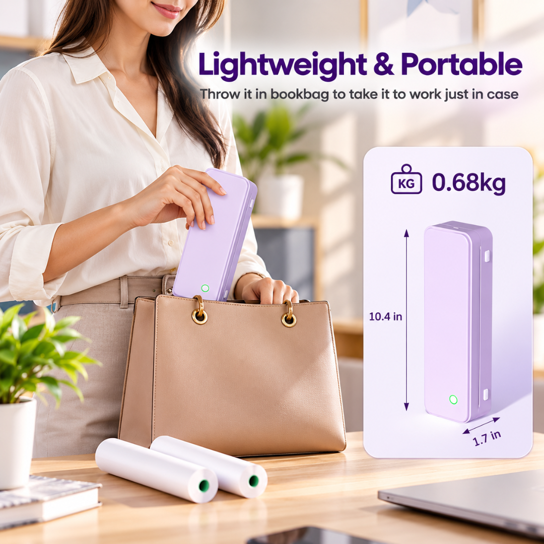 Impressora Bluetooth portátil sem tinta da Gloryang – Impressora de viagem com estojo