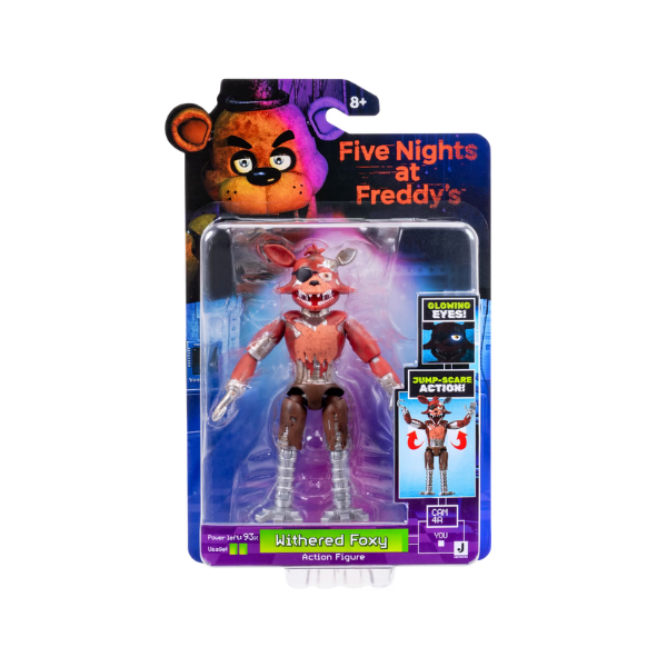Five Nights at Freddy’s Withered Foxy 5-Inch Jazwares Action Figure with Glow-in-the-Dark Eyes & Jumpscare Feature