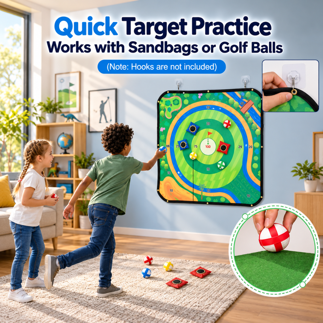 MAGTHIC Golf Chipping Game Set 33x33 Double-Sided Mat Indoor Outdoor Family