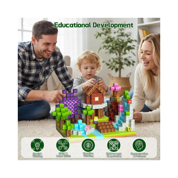 OUGUI 200 PCS Magnetic Blocks – Kids STEM Magnet Cubes Building Set