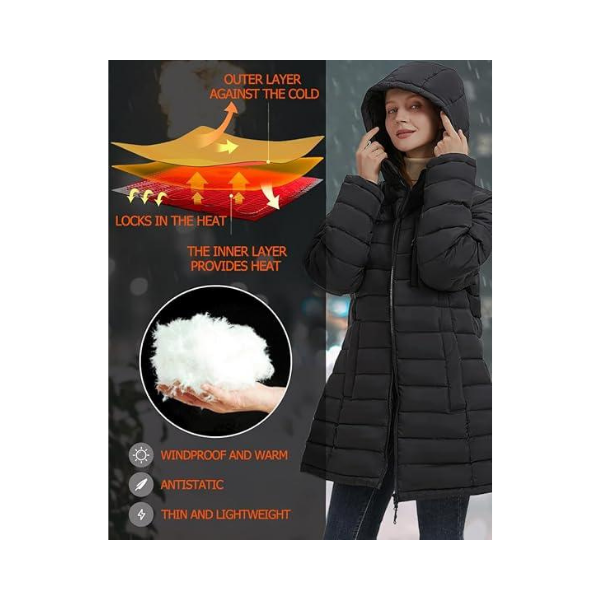 Hengriacly Women’s Heated Jacket – 8Zone Graphene Heating with Battery Pack