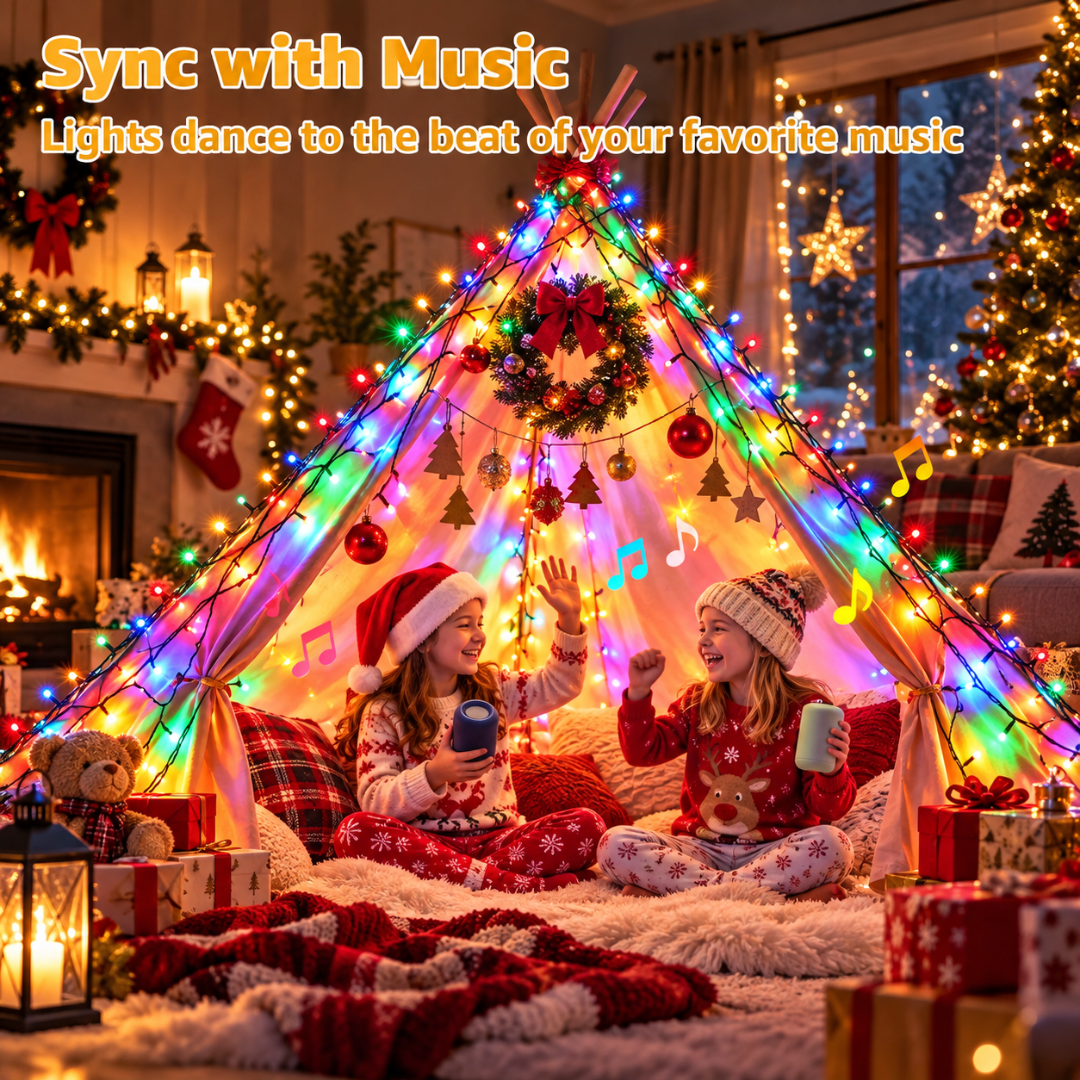 Ollny 500 LED Smart Christmas Cluster Lights 16.4FT RGB App Remote Music Sync Holiday Lights