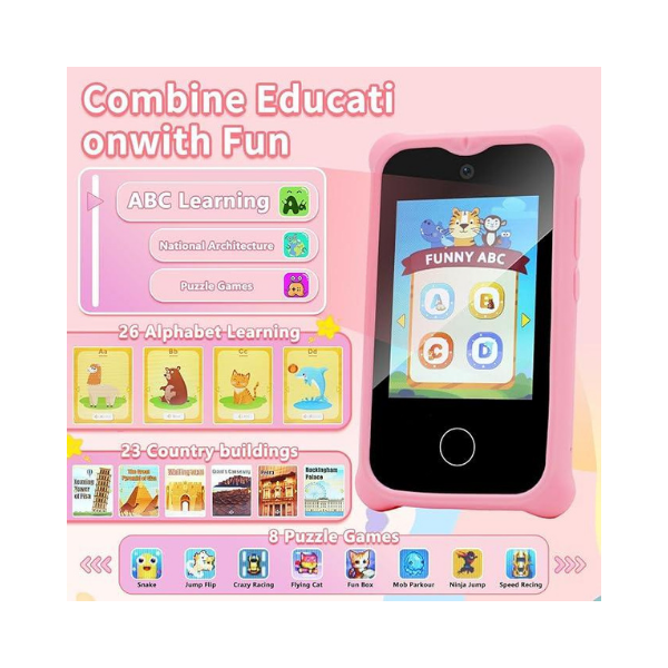 Smartphone infantil Surekuo de 2,8" para meninas, câmera dupla, jogos e música