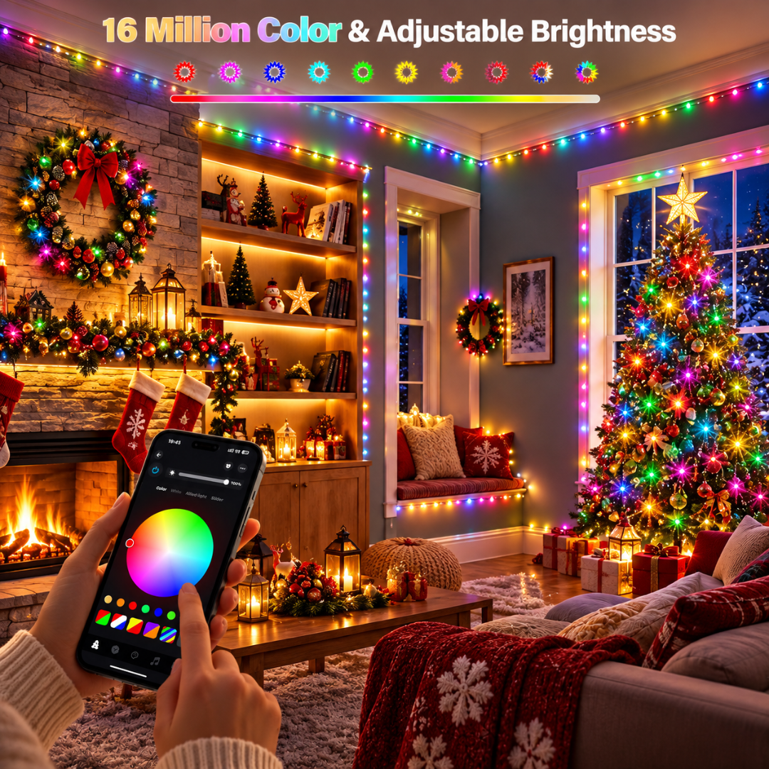 Ollny Smart Christmas Lights 131FT 400LED RGBW App Remote Music Sync Outdoor String Lights