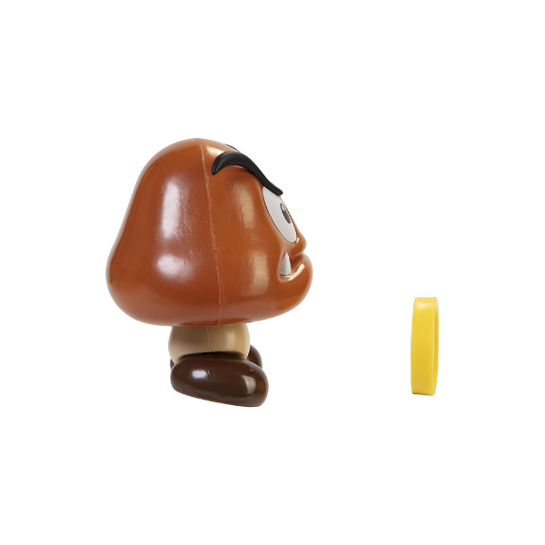 Super Mario Bros Goomba 4 inch Articulated Action Figure with Coin Accessory