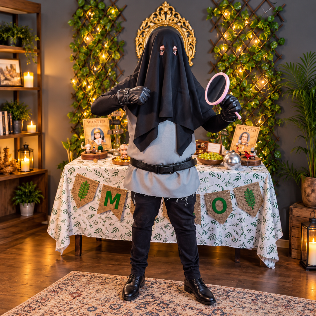Skicuff 3-Piece Halloween Ogre Costume Set with Face Hood Gloves Belt