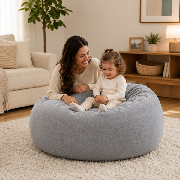 Tudomro Cooling Bean Bag Chair Cover 30 x 35 Inch Gray Breathable Stuffed Animal Storage Cover – No Filler