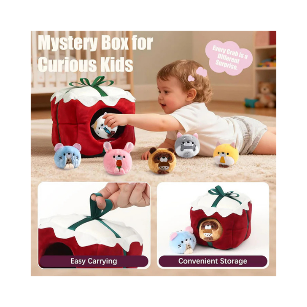 TUZT Mini Stuffed Animals Set with 6 Plush Toys & Carry Bag for Kids