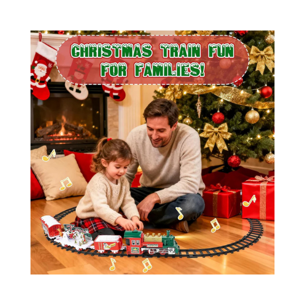 deAO Christmas Train Set with Lights & Sounds 4 Cars 12 Tracks Toy Gift