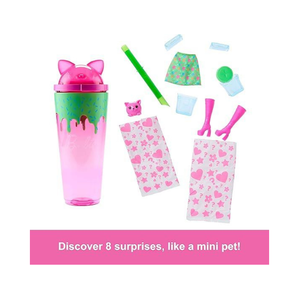 Barbie Pop Reveal Shakes Series Doll – Scented Kitten, 8 Surprises