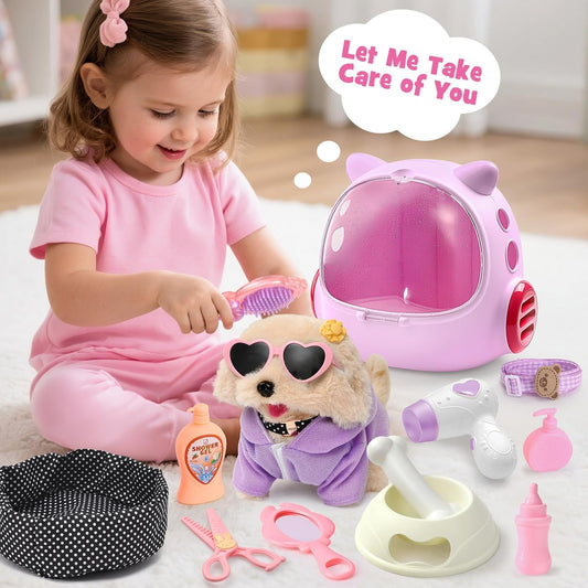 17pcs Robot Dog Toys for Kids – Interactive Plush Puppy Pet Playset