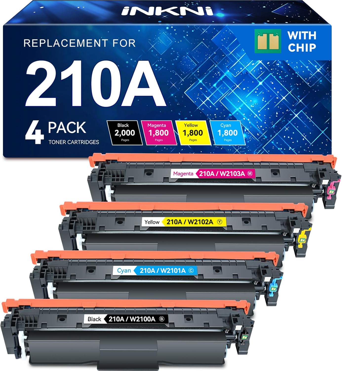 HP 210A Toner Cartridge 4-Pack w/ Chip for Color LaserJet Pro 4301 & 4201
