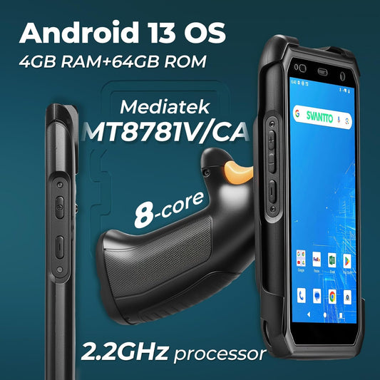 SVANTTO Android 13 Rugged Barcode Scanner with Pistol Grip & Honey-W Engine