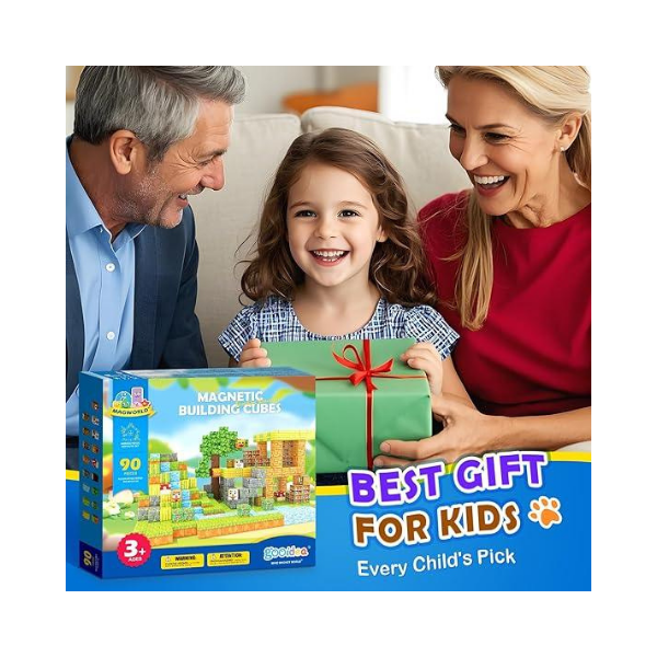 Magnetic Blocks 1" Building Set - STEM Sensory Toy for Kids | 90 Pcs