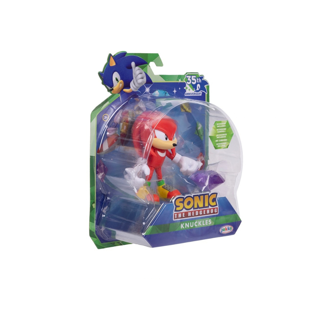 Sonic 35th Anniversary Classic Knuckles 4in Figure Purple Chaos Emerald JAKKS