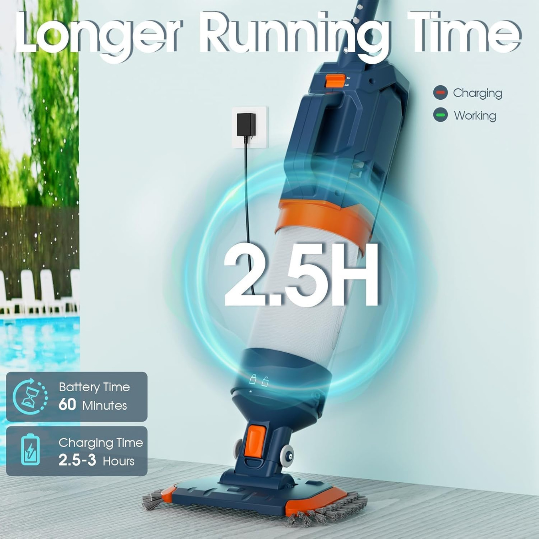 AQUAFYSH AQ70 Cordless Pool Vacuum 18.9 GPM Handheld Pool Cleaner