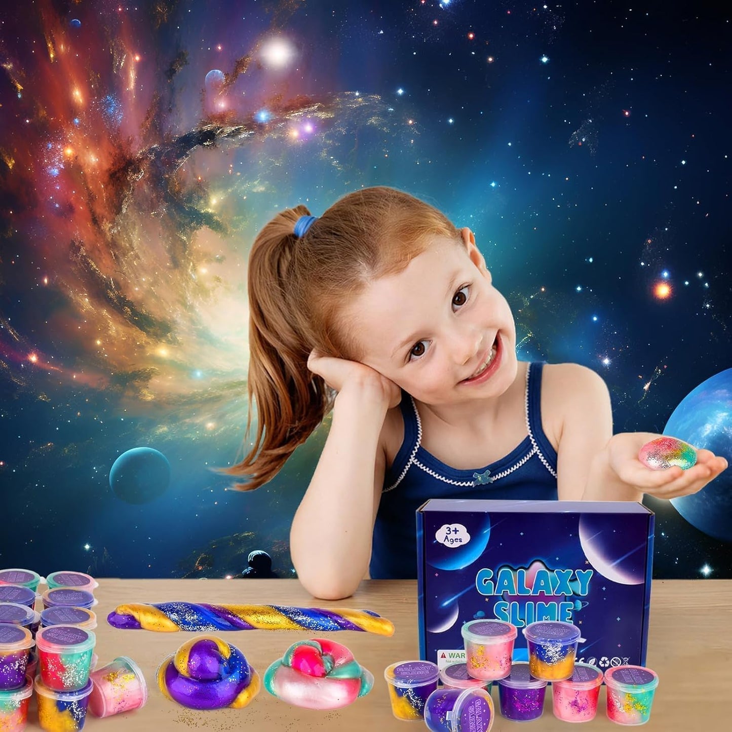 WUJYLY 46-Pack Galaxy Slime Party Favors for Kids Non-Sticky Stress Relief