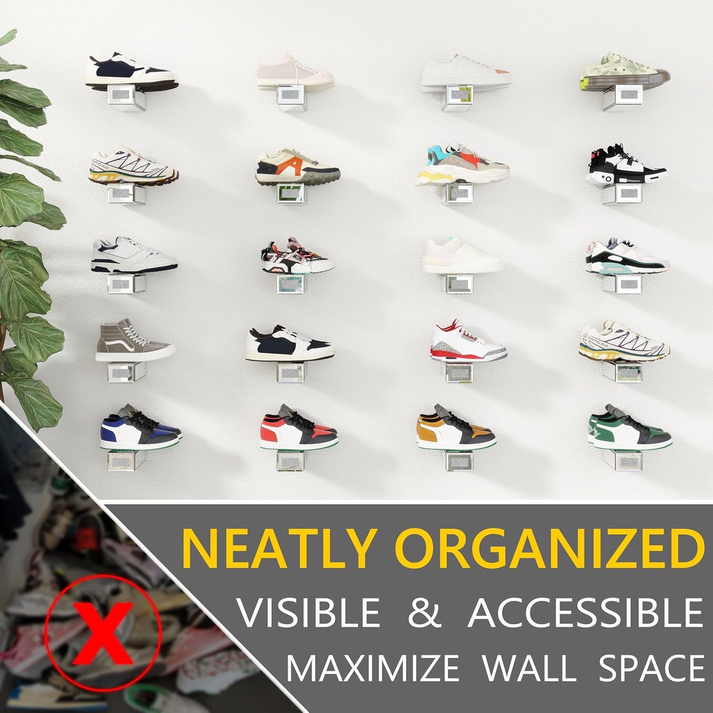 Blingworld Mirrored Floating Wall Shelves Set of 4 – Glass Display Silver