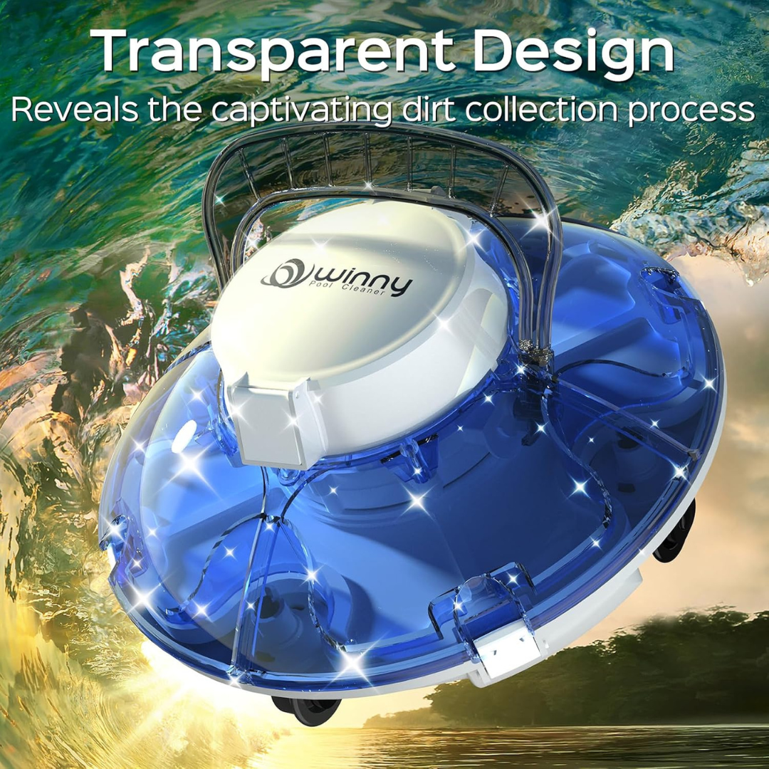 WINNY HJ1102P Cordless Robotic Pool Cleaner – Sapphire Blue and White