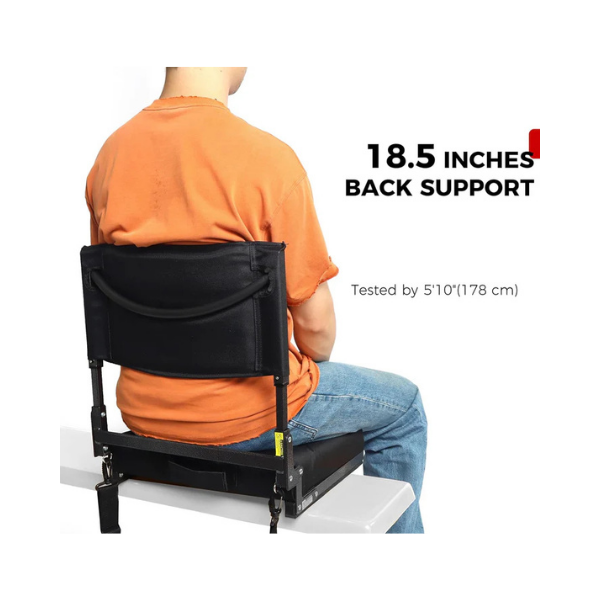JST GAMEZ Black Stadium Seat with Back Support & Thick Foam Cushion